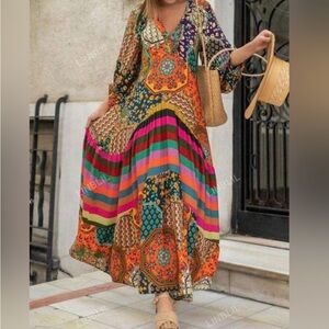 Bohemian Multicolor Midi Maxi Dress